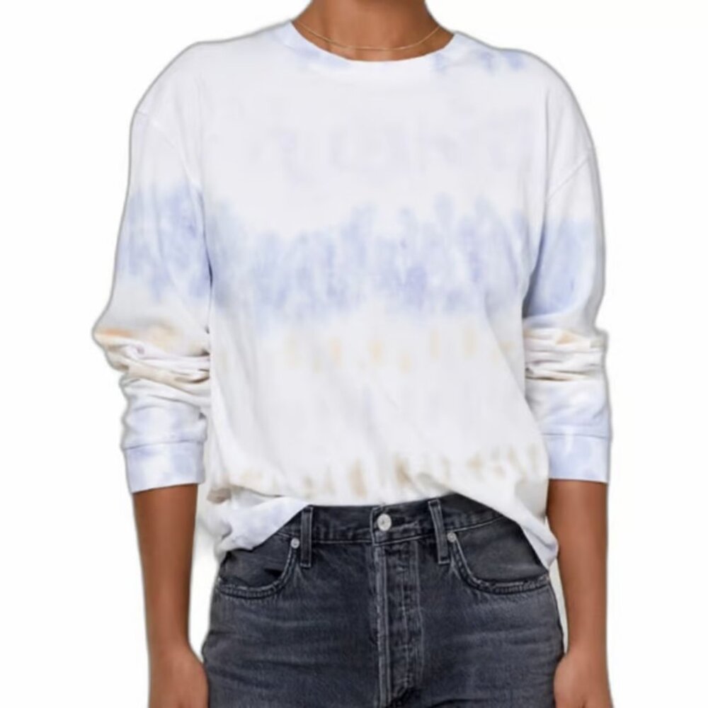 NWT Citizens of Humanity Pale Rainbow Tie-Dye Oversized Long Sleeve Tee Size S
